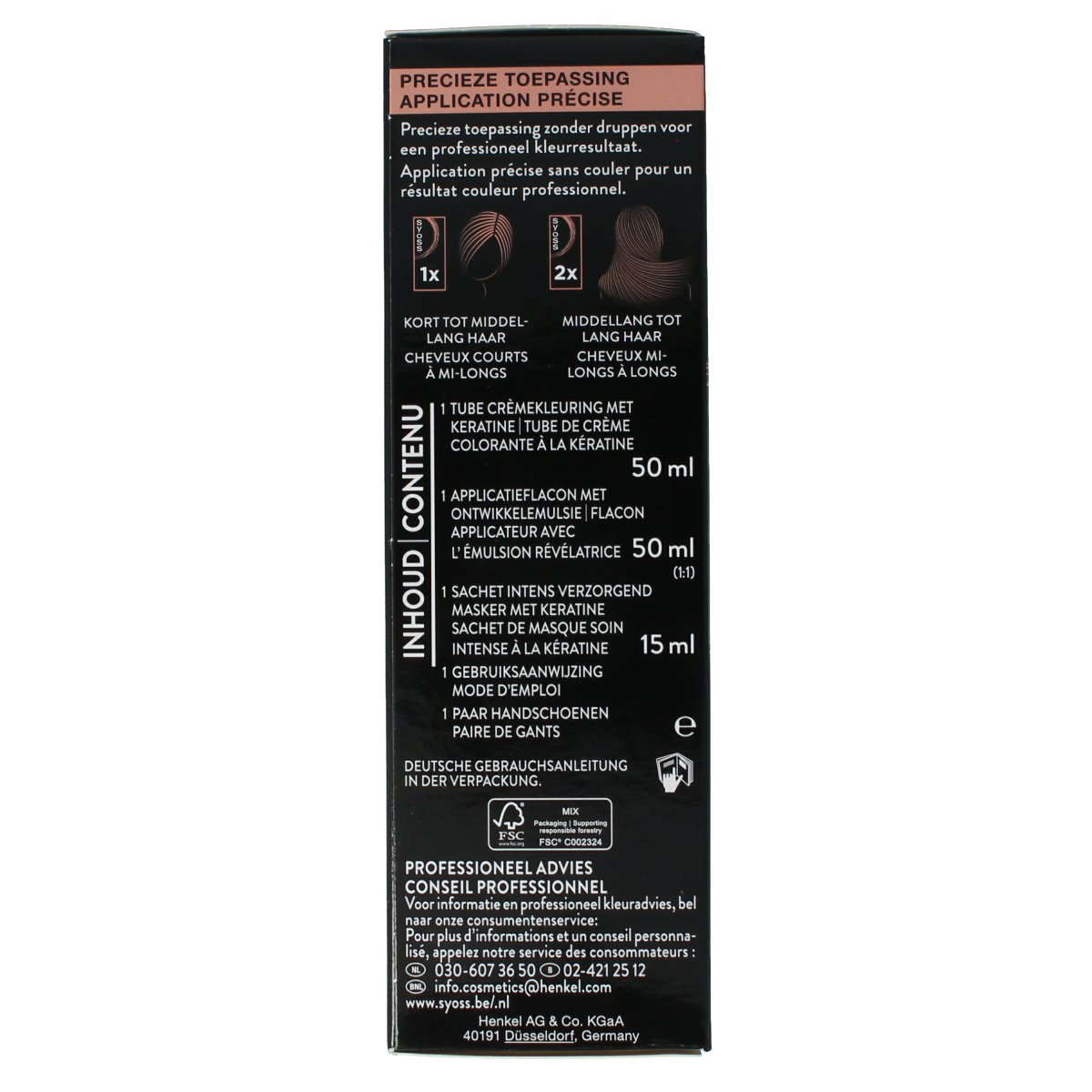 Syoss Color baseline 5-1 light brown hair coloring set with applicator and gloves for home hair dyeing.
