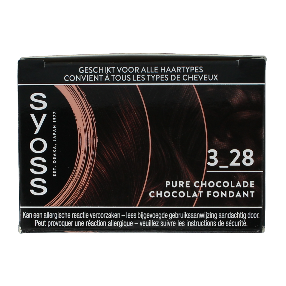 Syoss Color baseline 3-28 dark chocolate hair coloring set with applicator and gloves, suitable for professional hair dyeing.