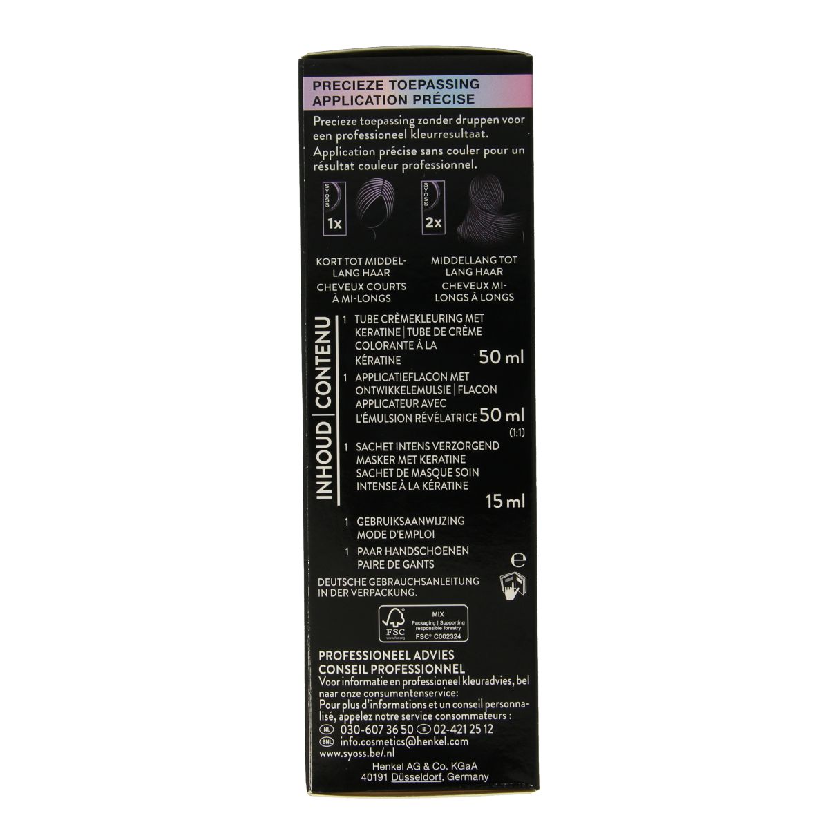 Syoss Metallics 4-65 chocolate copper hair coloring set with hair dye tubes and application tools for vibrant copper tones.