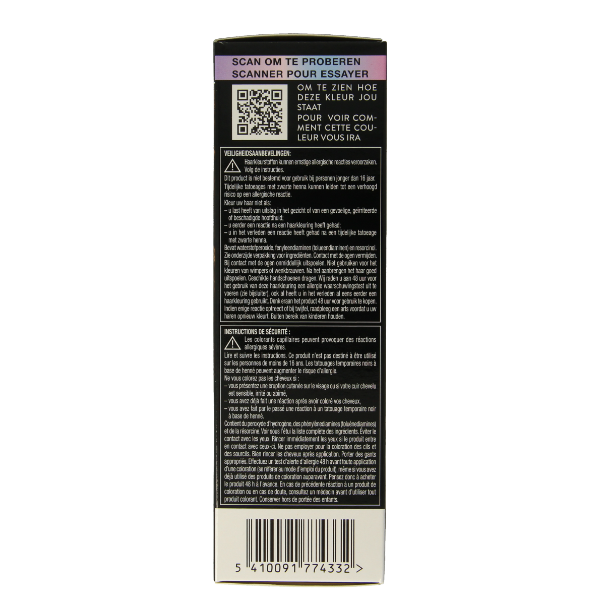 Syoss Metallics 4-65 chocolate copper hair dye set showing a box of hair coloring products with metallic finish