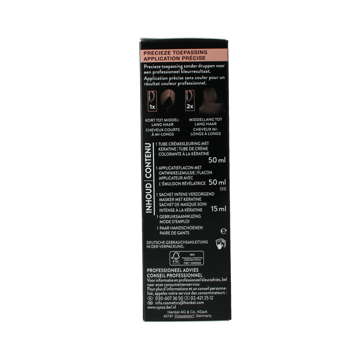 Syoss Color baseline 4-1 medium brown hair dye box showing brand name and product packaging.
