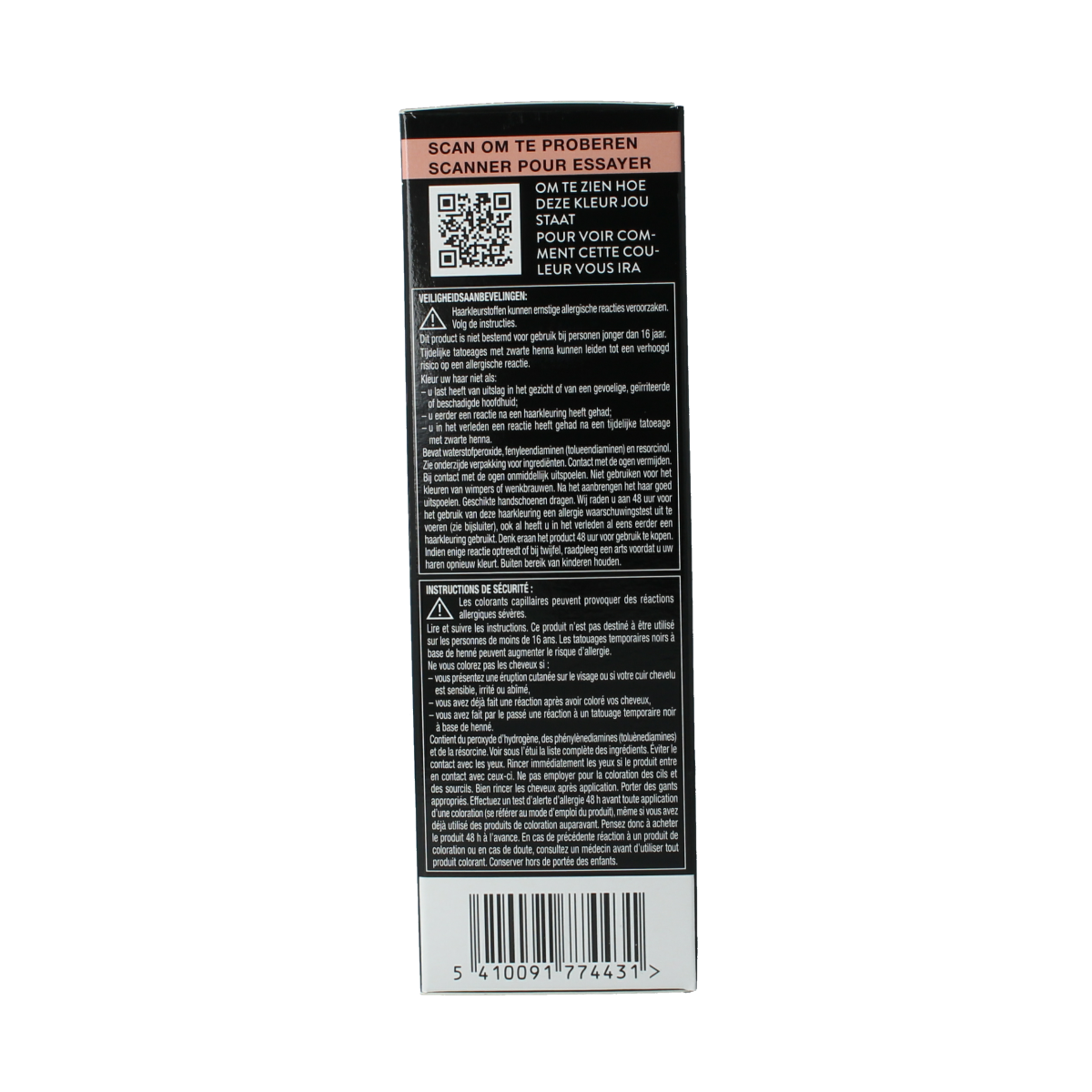 Syoss Color Baseline 4-1 Midden Bruin hair coloring tube with shade 1.00, showing the product's packaging and color.