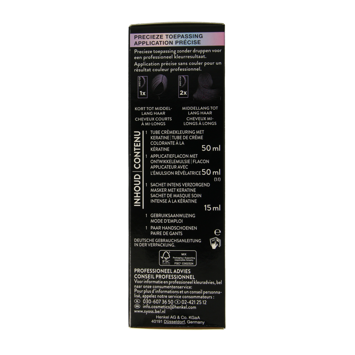 Syoss Metallics 3-89 bronze coffee hair dye set showing the box and coloring product for metallic brown hair.