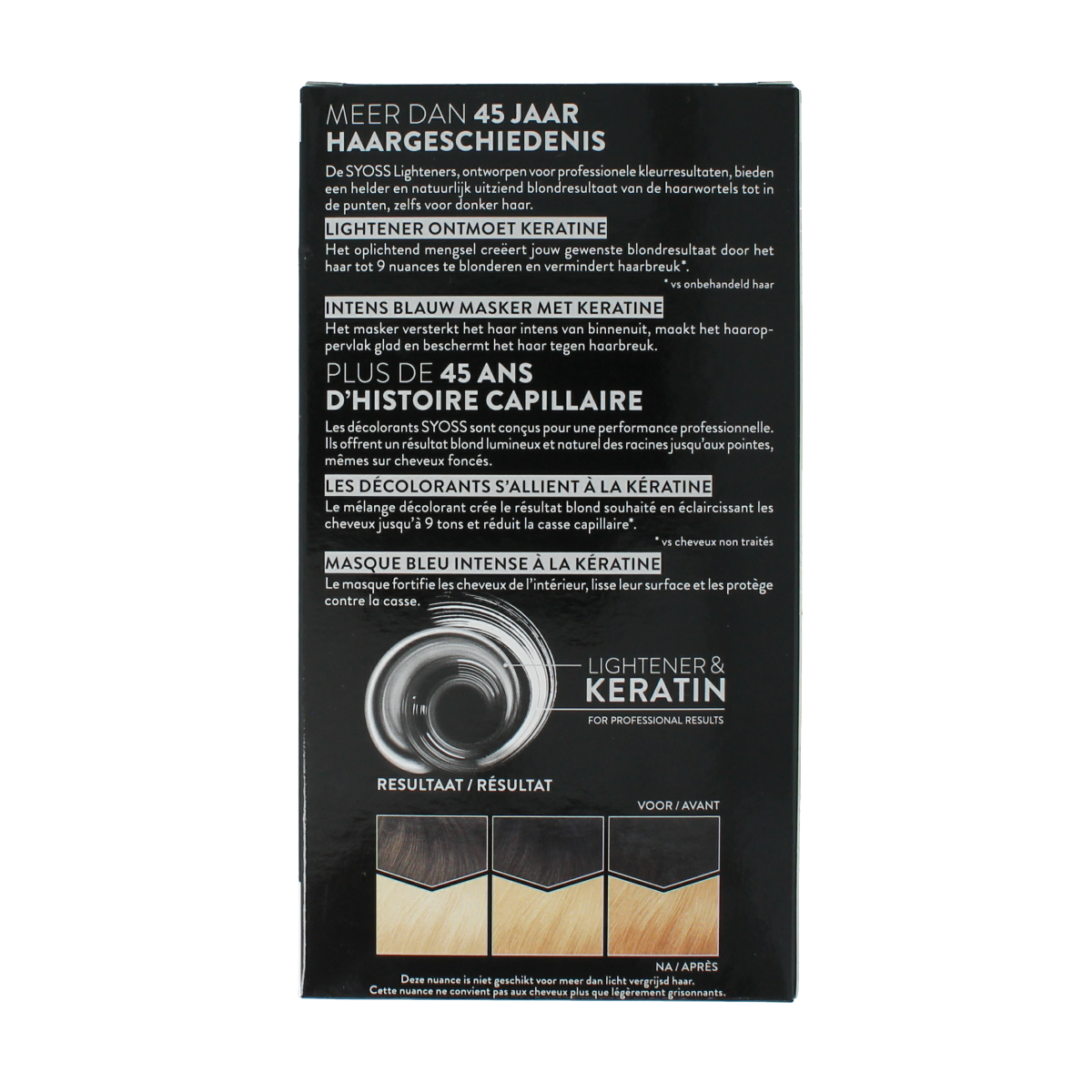 Syoss Color Baseline 13-0 Ultra Plus Lightener 1.00 for hair coloring, showing the lightening powder in a set.