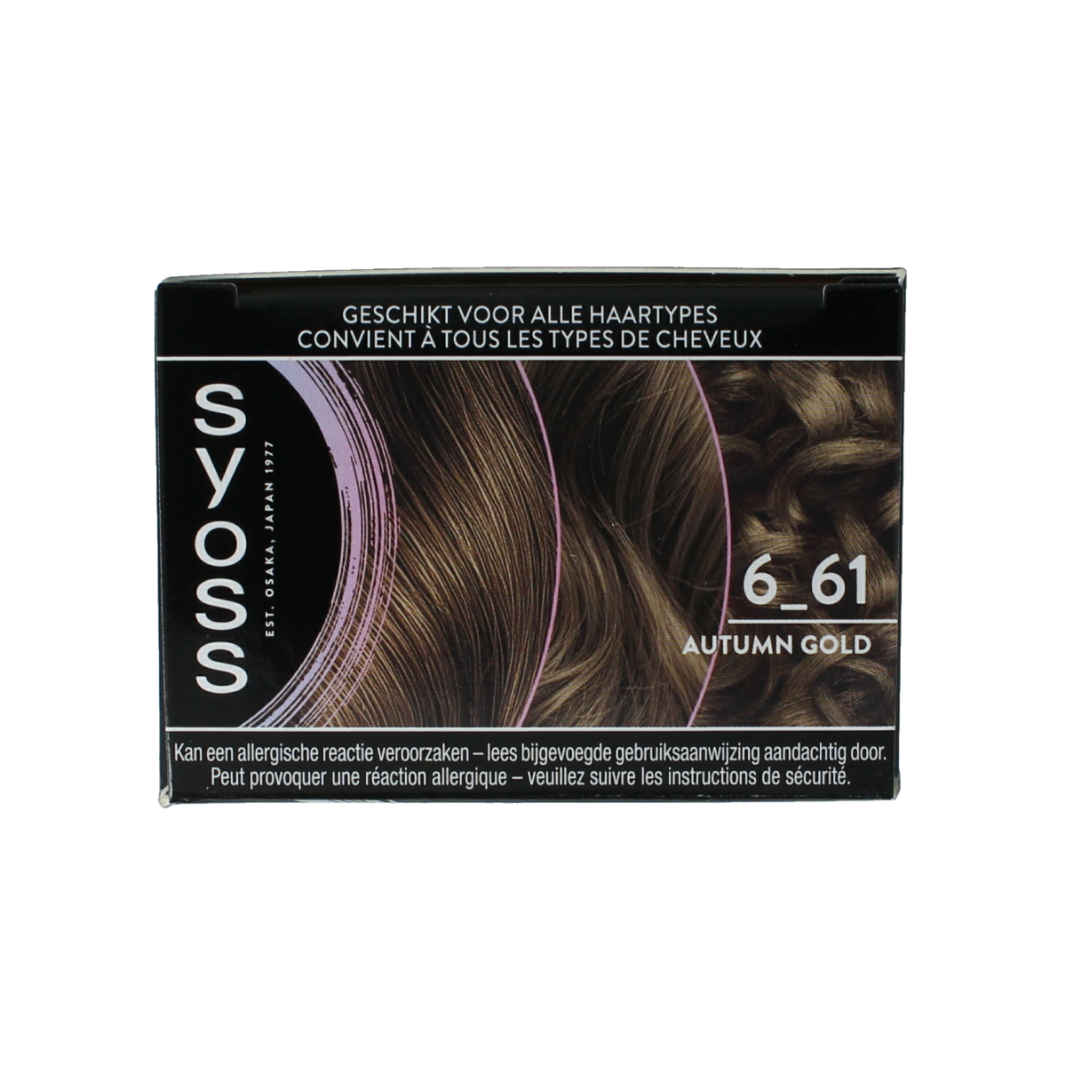 Syoss Metallics 6-61 autumn gold hair coloring set with hair dye and applicator for vibrant, metallic blonde hair.