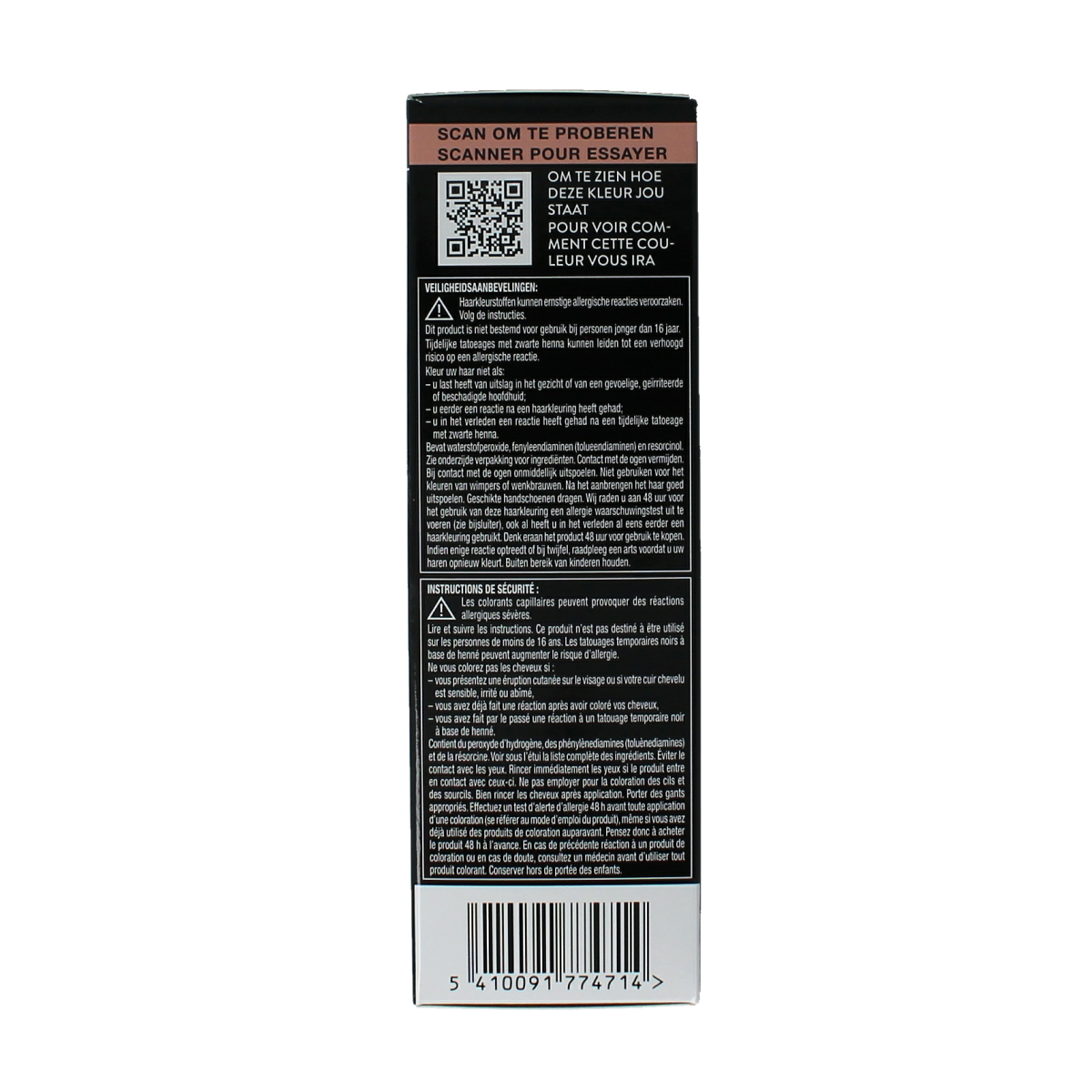 Syoss Color Baseline 1-1 black hair dye set showing the box and application instructions.