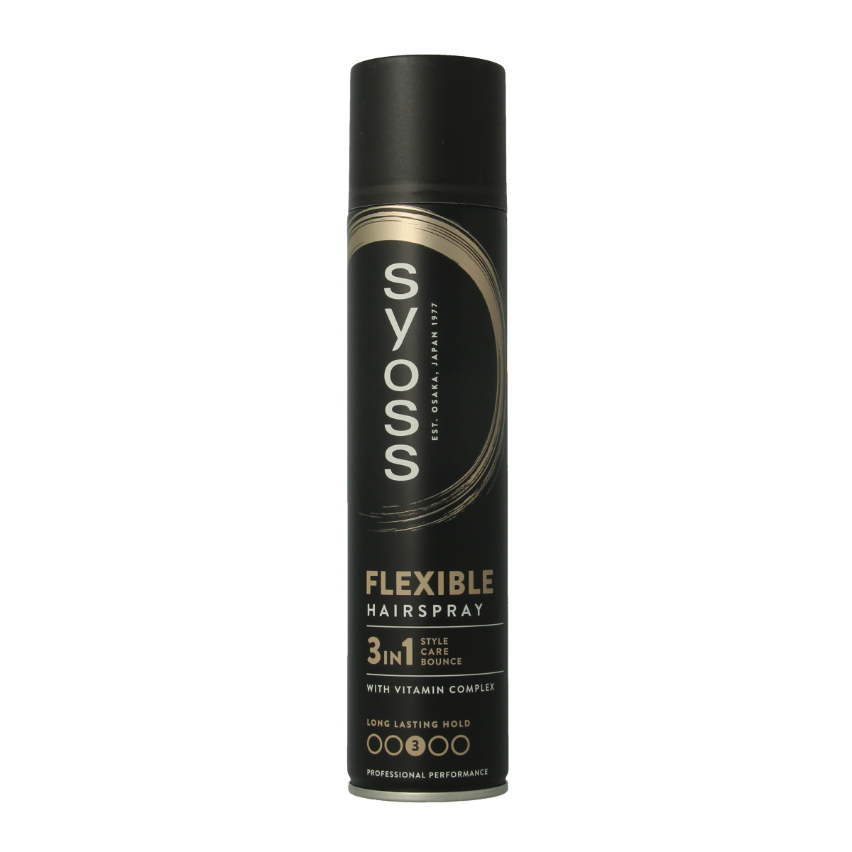 Syoss Haarspray HSP hold and flex in a 300ml aerosol can, used for flexible hair styling and strong hold.