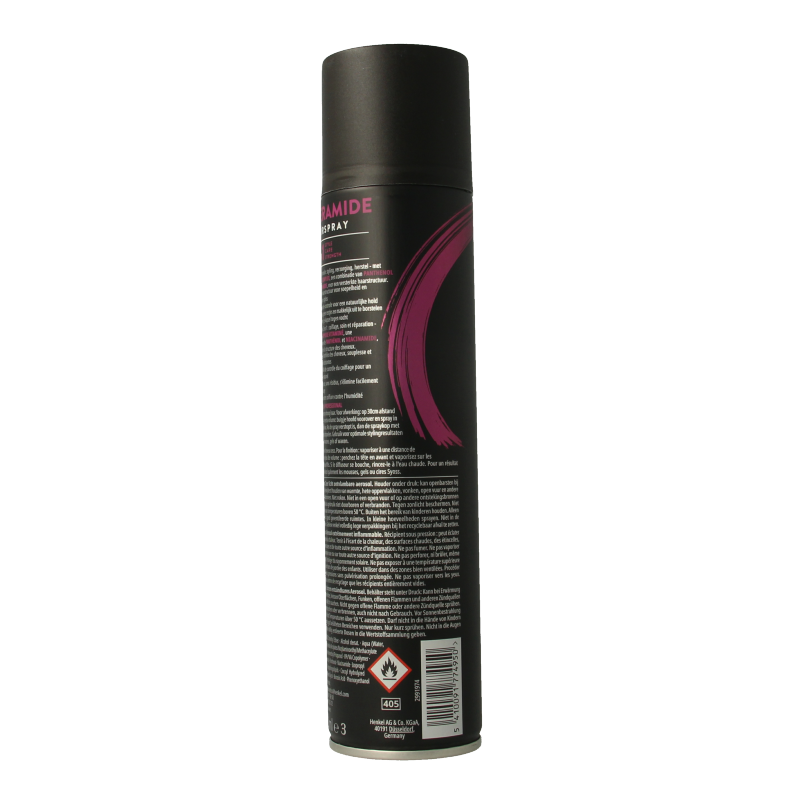 Syoss ceramide hairspray 300ml for strong hold and styling, featuring nourishing ceramide for healthy hair.