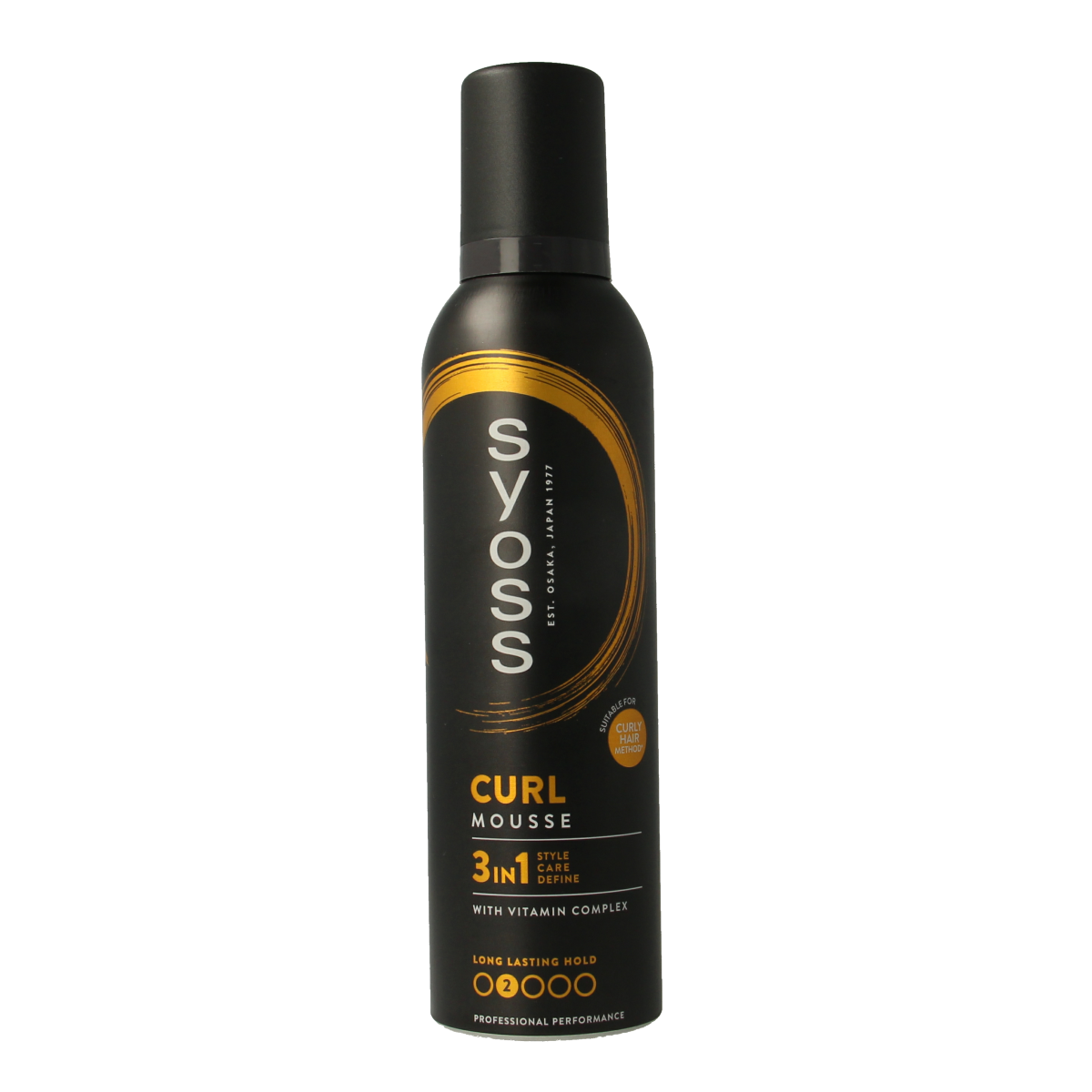 Syoss Mousse Curl Control hair styling foam in 250ml bottle, designed to define and hold curly hairstyles.