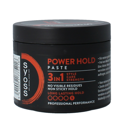 Syoss Men Power Hold Styling Paste extra sterk, 150ml, hair styling product for strong hold and textured hairstyle.
