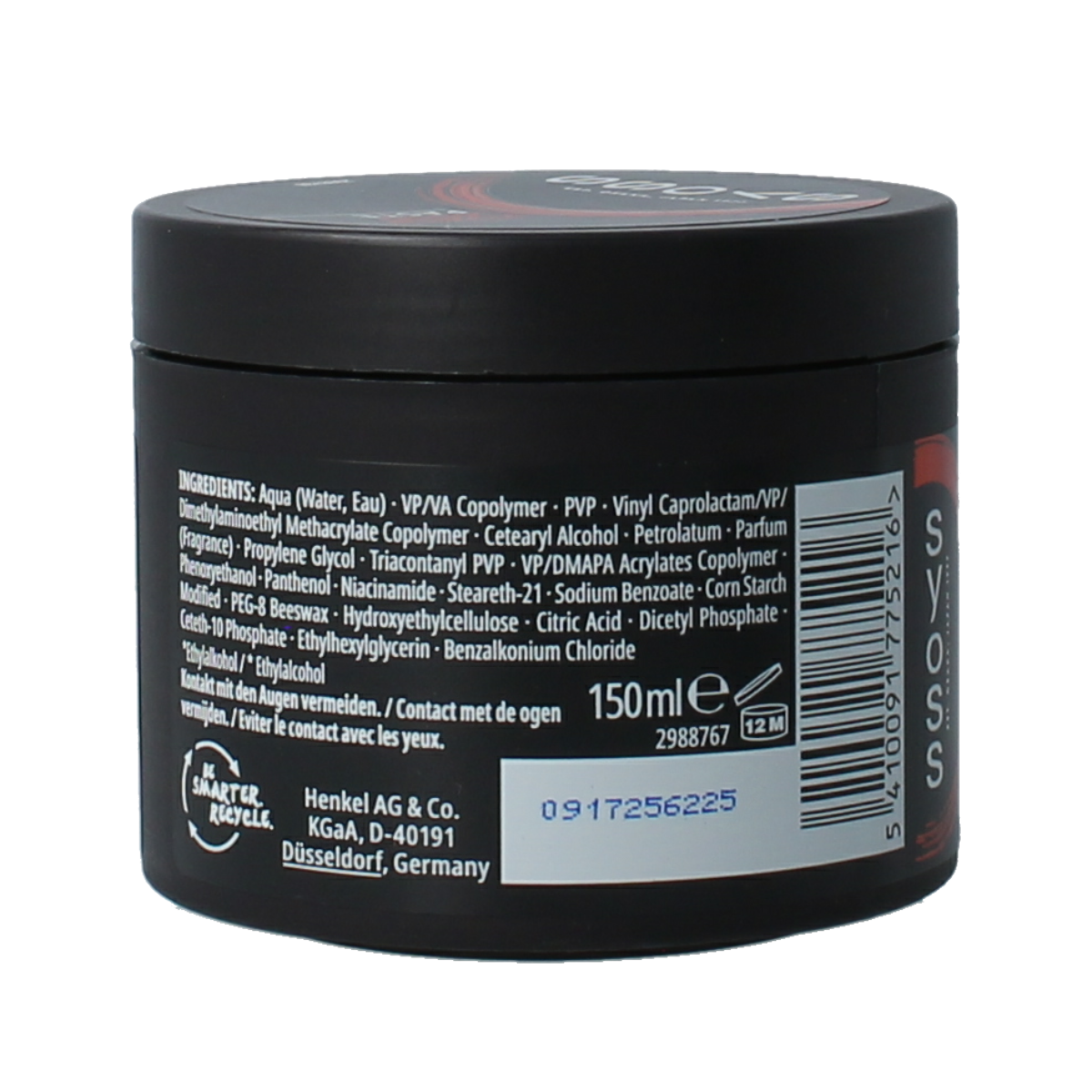 Syoss Men Power Hold Styling Paste extra sterk in 150ml tube, hair styling product with strong hold for men's hairstyles.