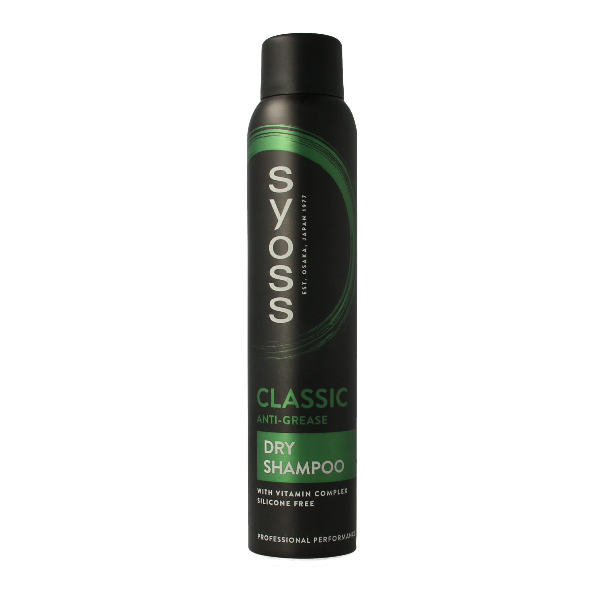 Syoss anti-grease dry shampoo in 200ml spray bottle, haircare product for refreshing greasy hair without water.