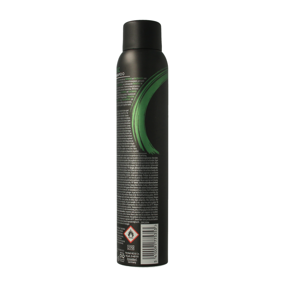 Syoss anti-grease dry shampoo in 200ml spray bottle, ideal for freshening and absorbing excess oil from hair.