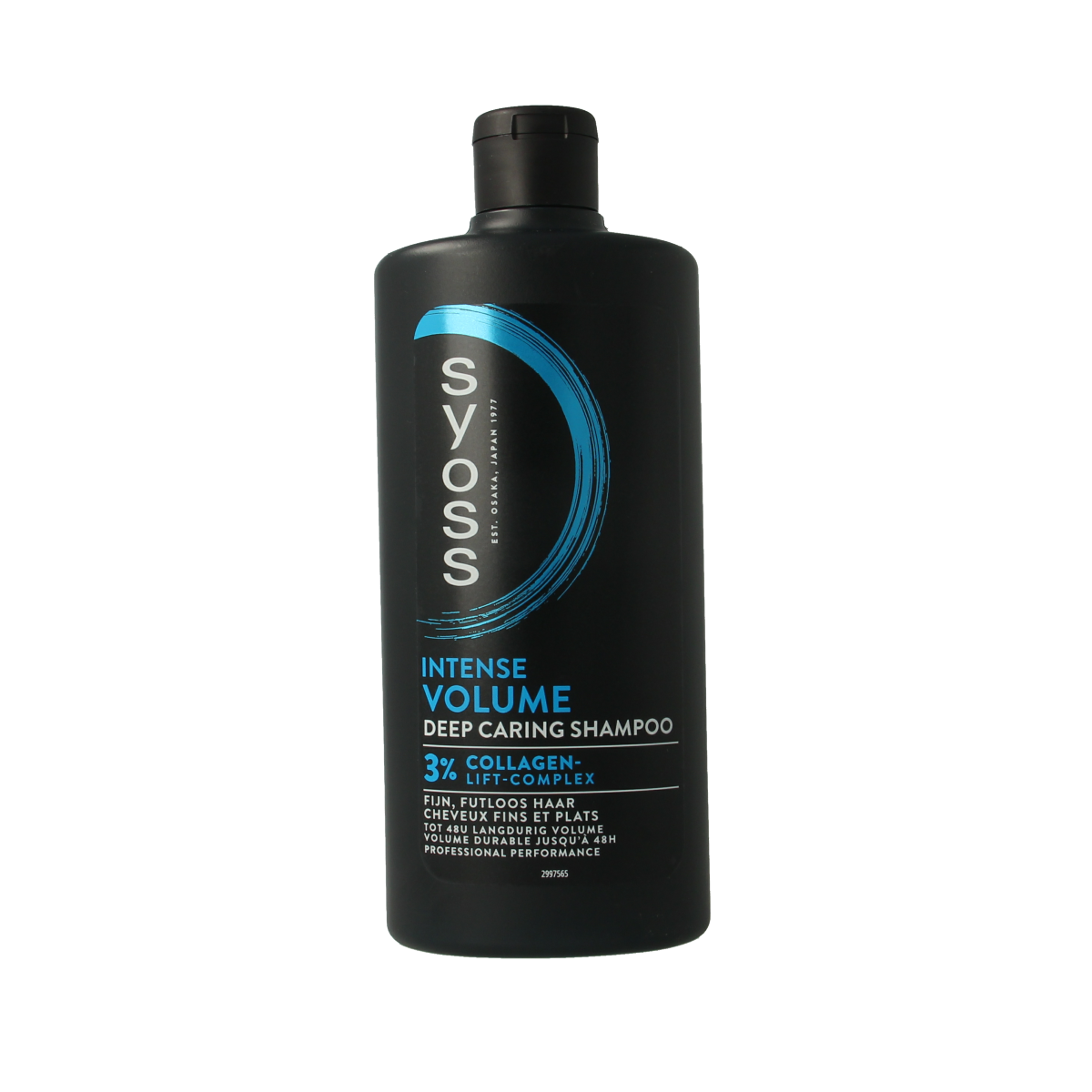 Syoss Volume Shampoo 440ml bottle with white and purple packaging for hair volumizing hair care.