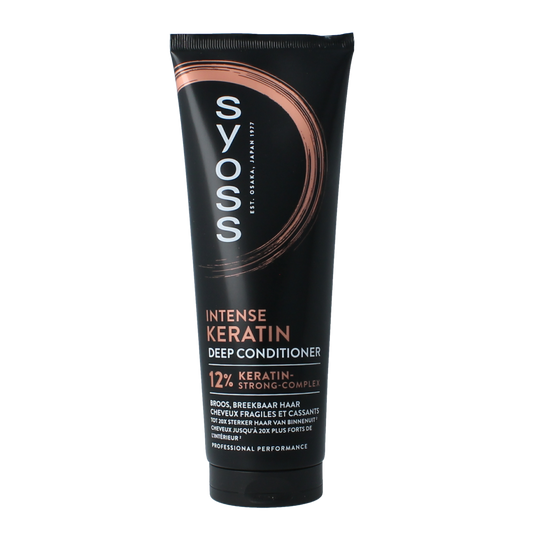 Syoss deep keratin conditioner for hair, 250ml bottle, nourishing hair care treatment with keratin for smooth, healthy hair