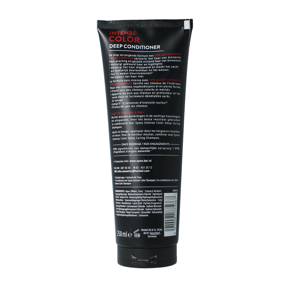 Syoss Deep Conditioner Intense Color 250ml bottle, hair care product with nourishing formula for color-treated hair.