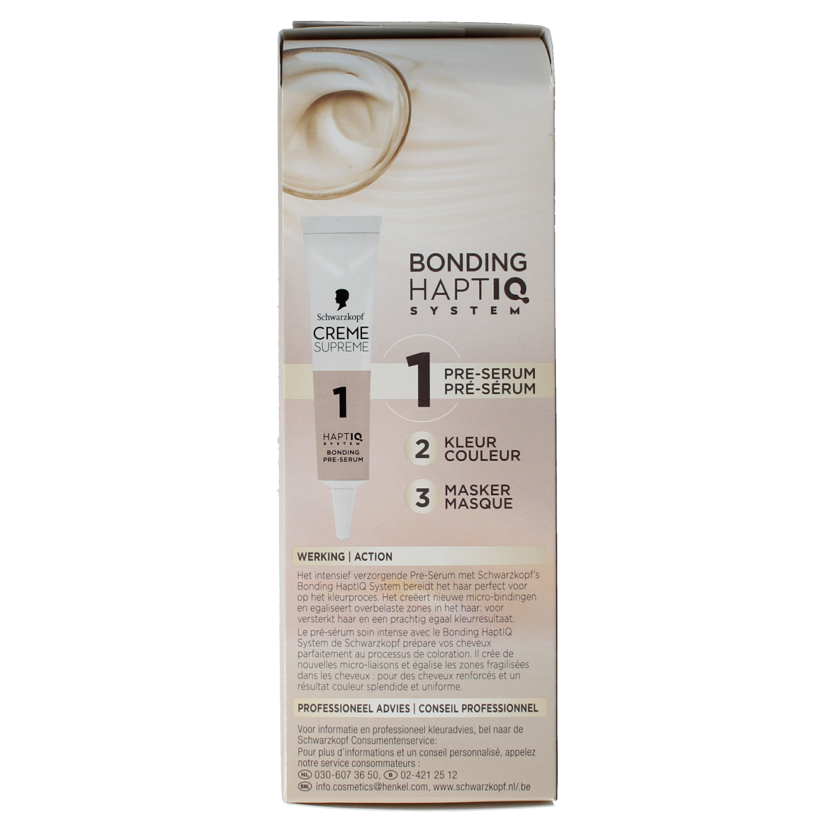 Schwarzkopf Creme Supreme 4-0 donker bruin hair coloring cream in a tube, suitable for professional hair dyeing.