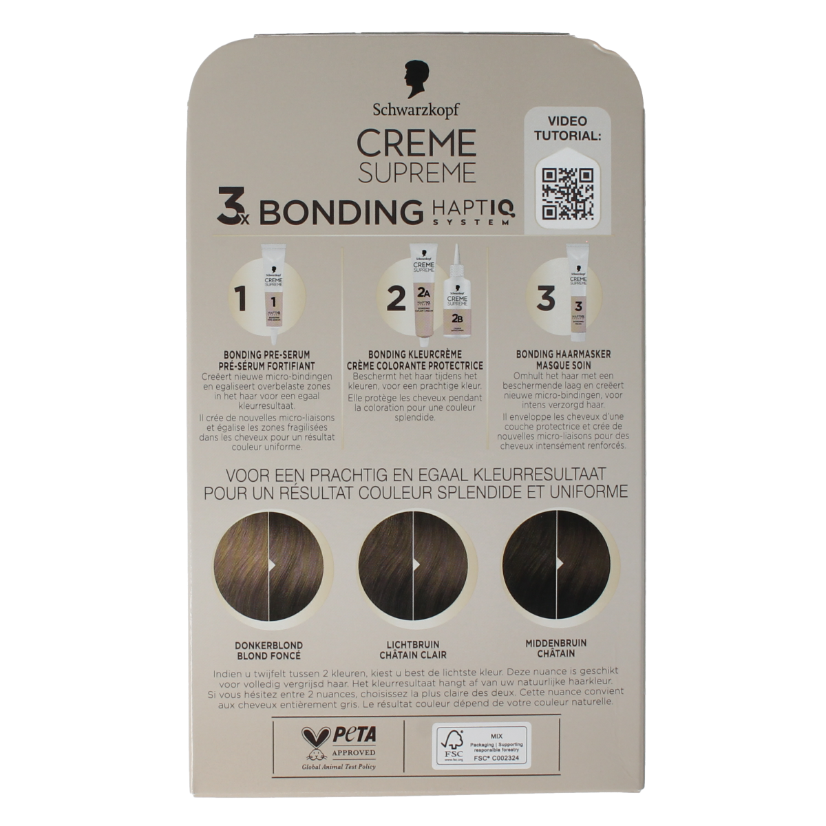 Schwarzkopf Creme Supreme 6-16 light brown hair coloring tube, 1.00 piece, used for professional hair dyeing.