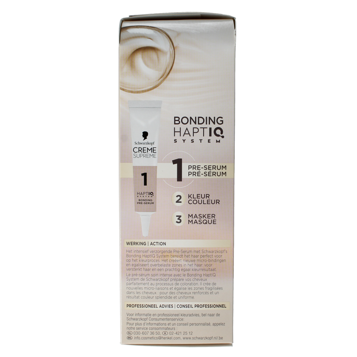 Schwarzkopf Creme Supreme 7-42 D blond hair coloring cream, 1 pack, showing the blond hair dye tube and packaging.