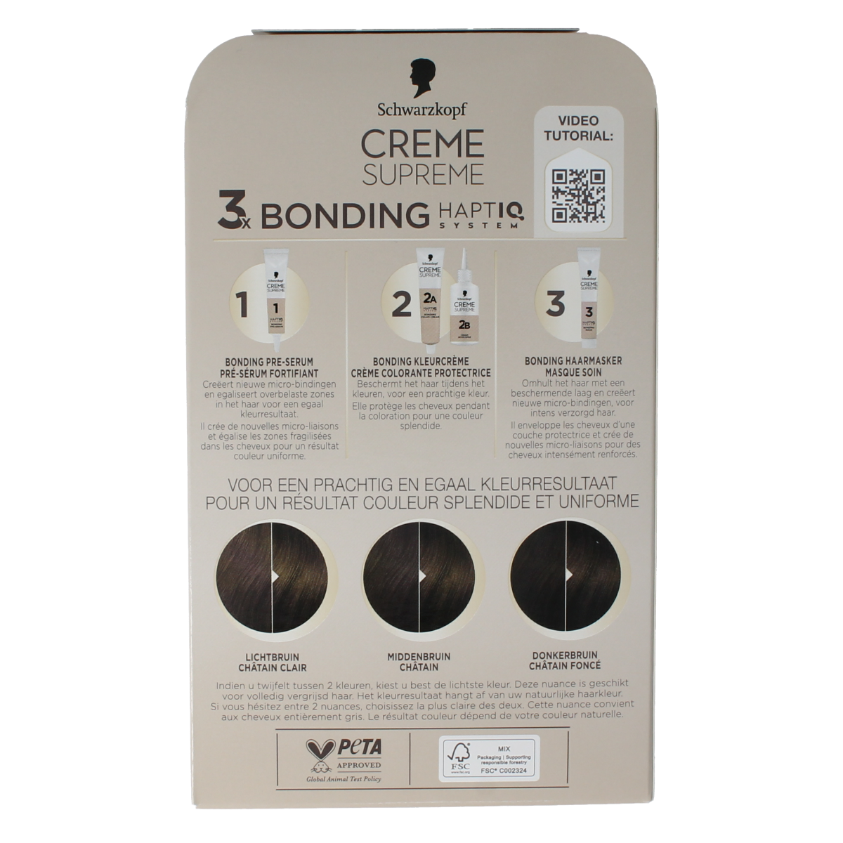 Schwarzkopf Creme Supreme 5-0 Bruin hair coloring cream in a tube, used for professional hair dyeing and coloring.