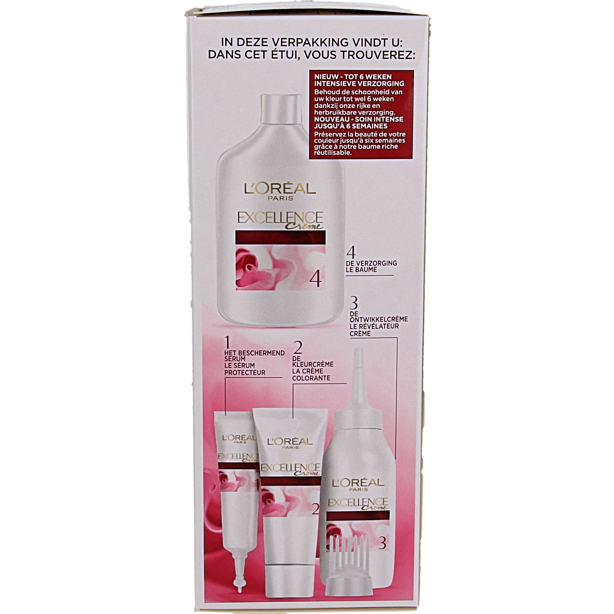 Excellence 8.1 light ash blond hair coloring set, featuring professional hair dye kit with shade 1.00 for bright, cool blonde results