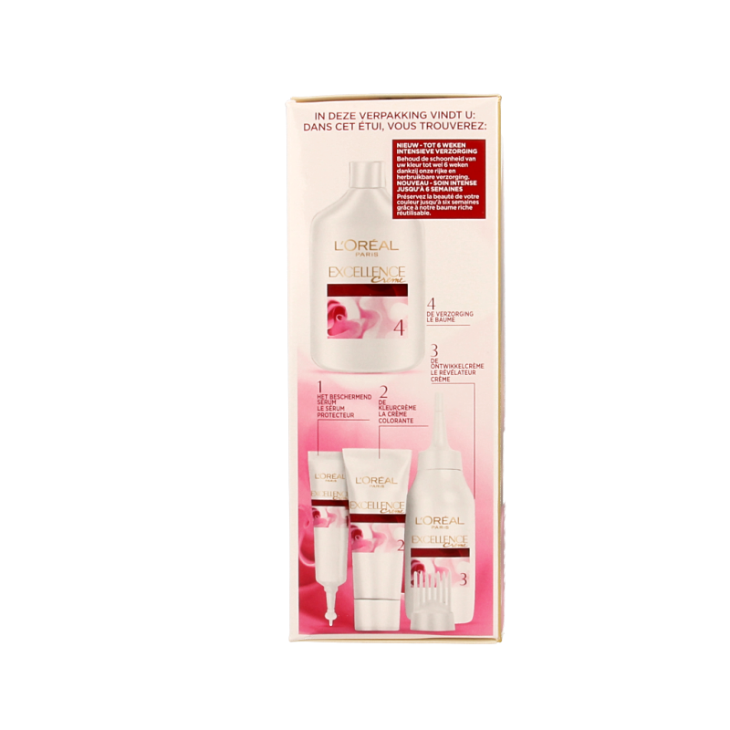 Excellence 7.43 koper goudblond hair coloring set, featuring warm copper blonde shades for professional hair dyeing.