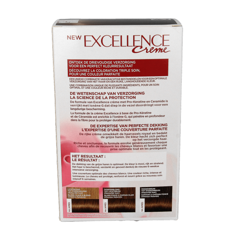 Excellence Creme 5.3 light golden brown hair coloring kit, including developer and applicator for professional salon results