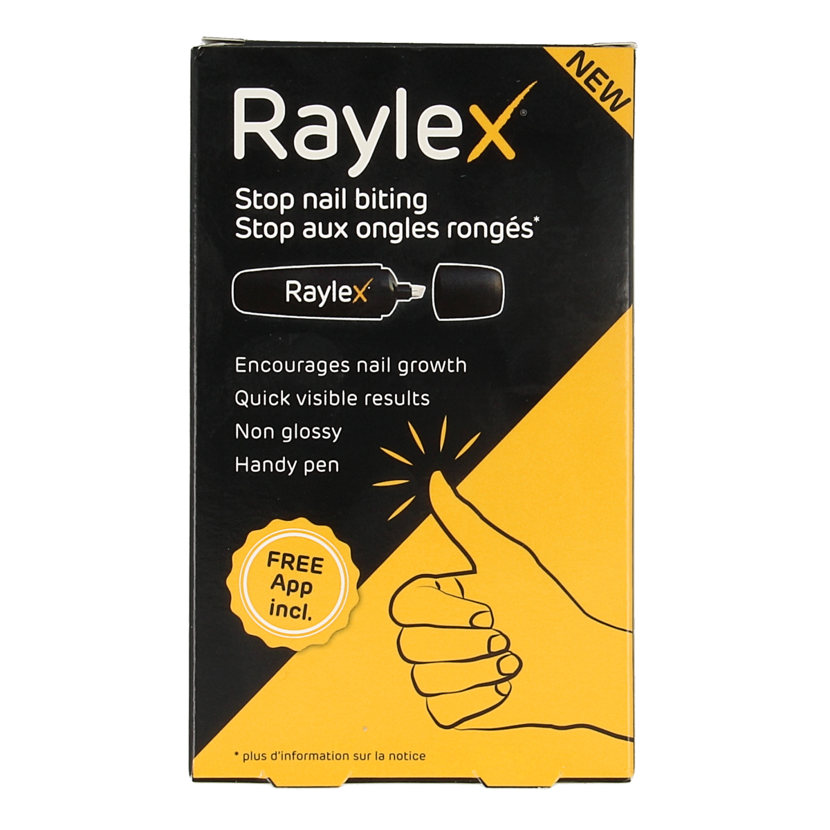 Raylex hand care pen with 1.50 ml capacity, featuring a sleek design for moisturizing and skin protection.
