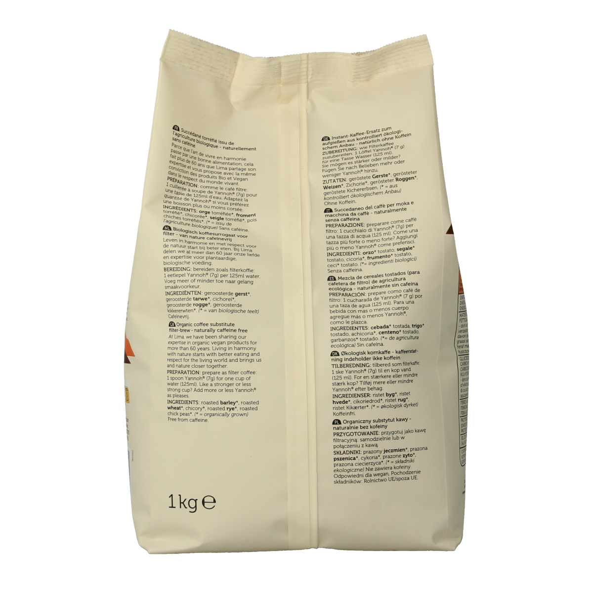 Lima Yannoh snelfilter organic coffee in 1kg packaging, showcasing the coffee bag with brand label and product details.