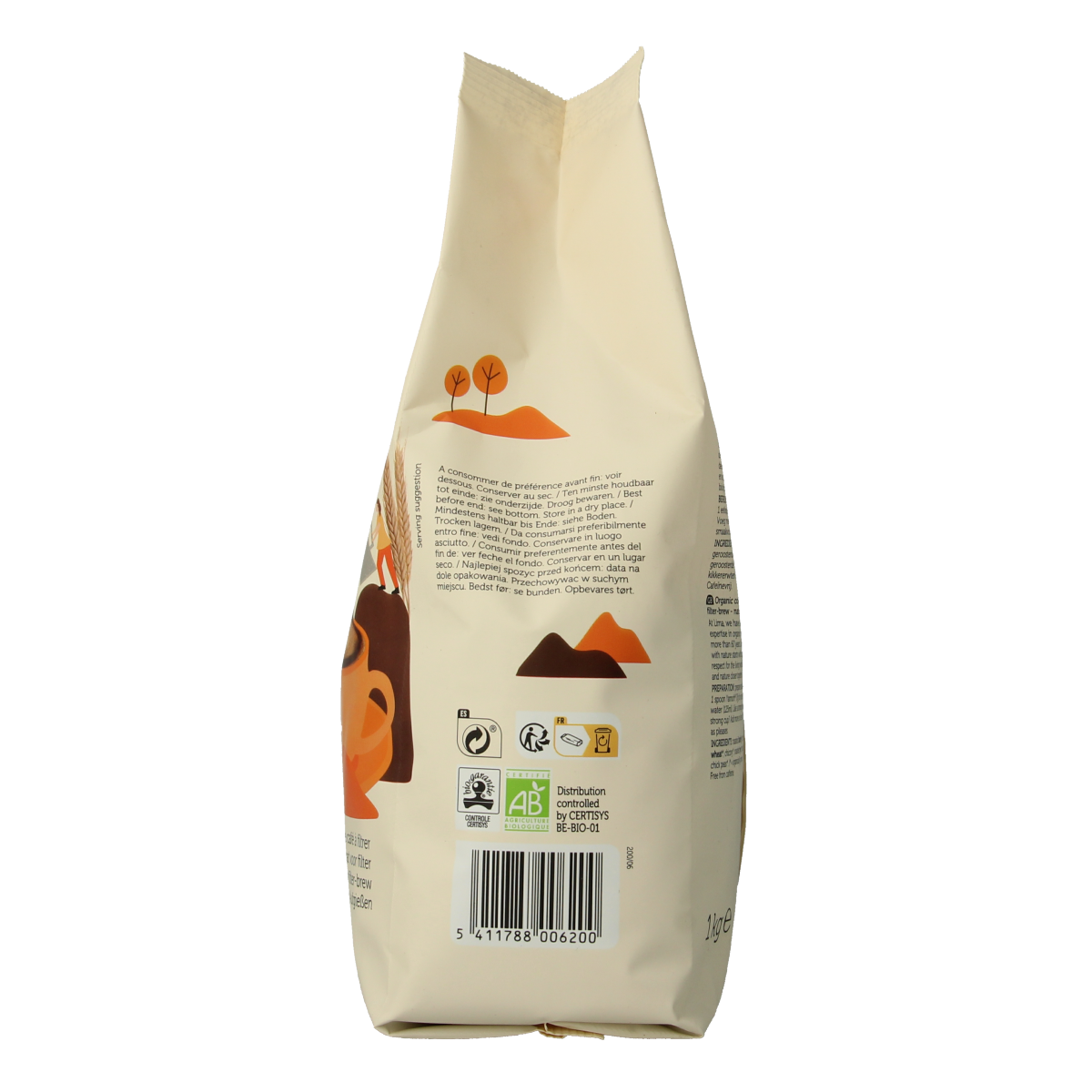 Lima Yannoh snelfilter organic coffee in 1kg bag, premium coffee and tea product from the Lima brand.