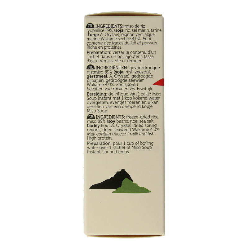 Lima instant miso soup packets, 4 x 10 grams, with traditional miso flavor, in a clear package with Japanese-inspired design.