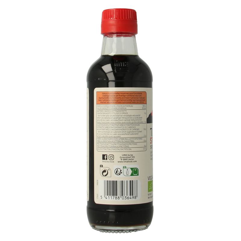 Lima Tamari strong bio sauce in a 250ml bottle, natural soy sauce for cooking and flavoring.
