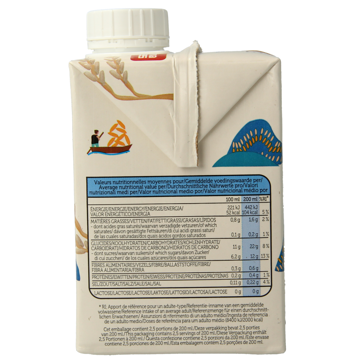 Lima Bio Original Rice Drink in a 500ml bottle, showing the label and clear liquid inside, suitable for dairy-free beverages.