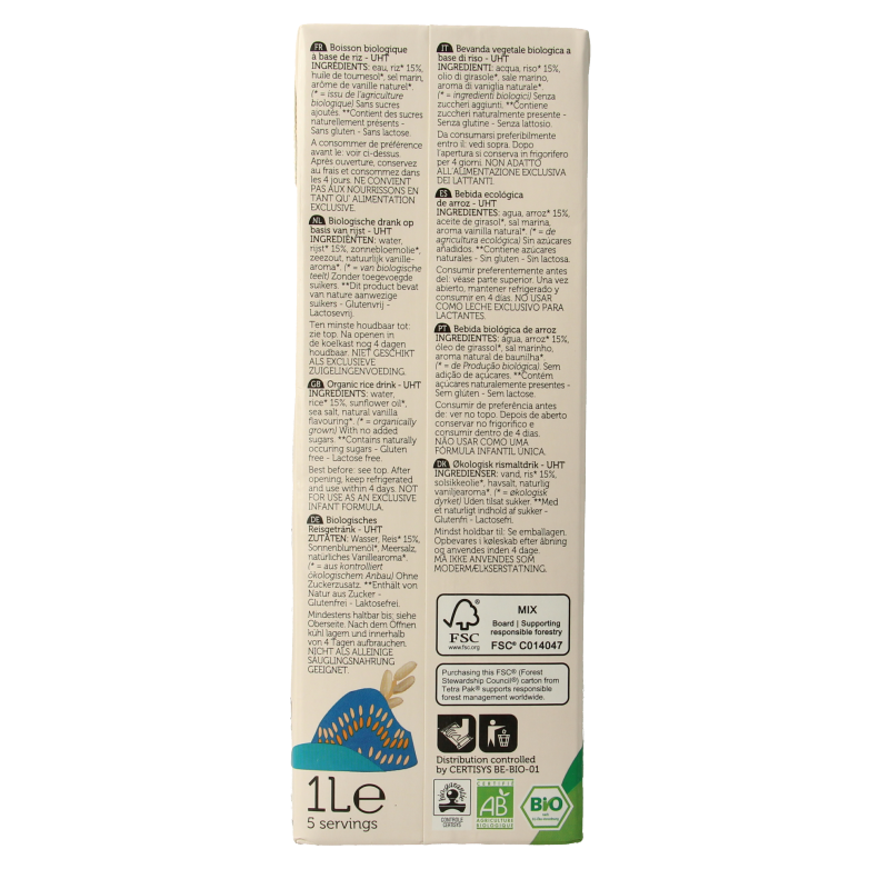 Lima bio original rice drink in a 1-liter bottle, creamy plant-based beverage from the Dranken en Sappen category.