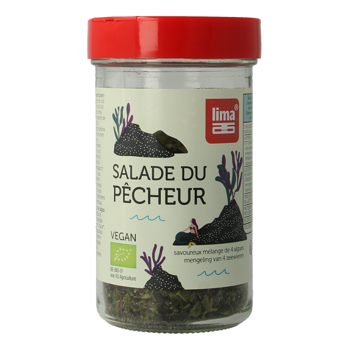 Organic Lima Salade du Pecheur with fresh vegetables and potatoes, 40g, in a natural, appetizing presentation.