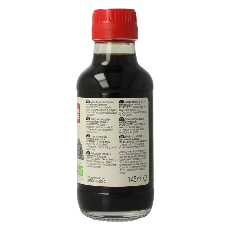 Lima Tamari strong bio soy sauce in a 145ml bottle, natural organic seasoning for cooking and flavoring dishes.