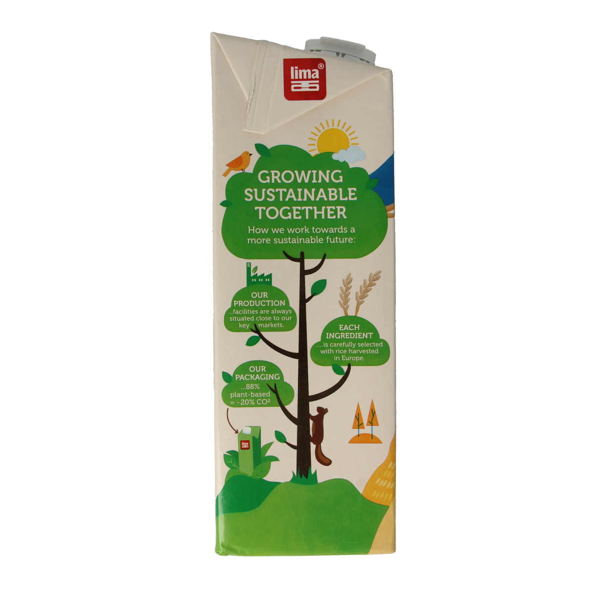 Lima bio vanilla rice drink in a 1-liter bottle, smooth and creamy plant-based beverage from the Dranken en Sappen category.