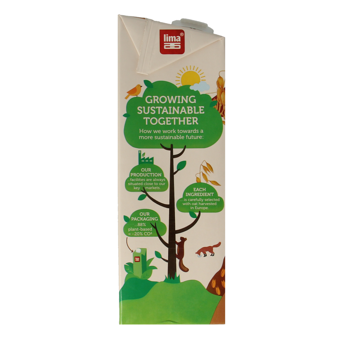 Lima organic oat chocolate drink in a 1-liter bottle, creamy and smooth, ideal for breakfast or snacks.