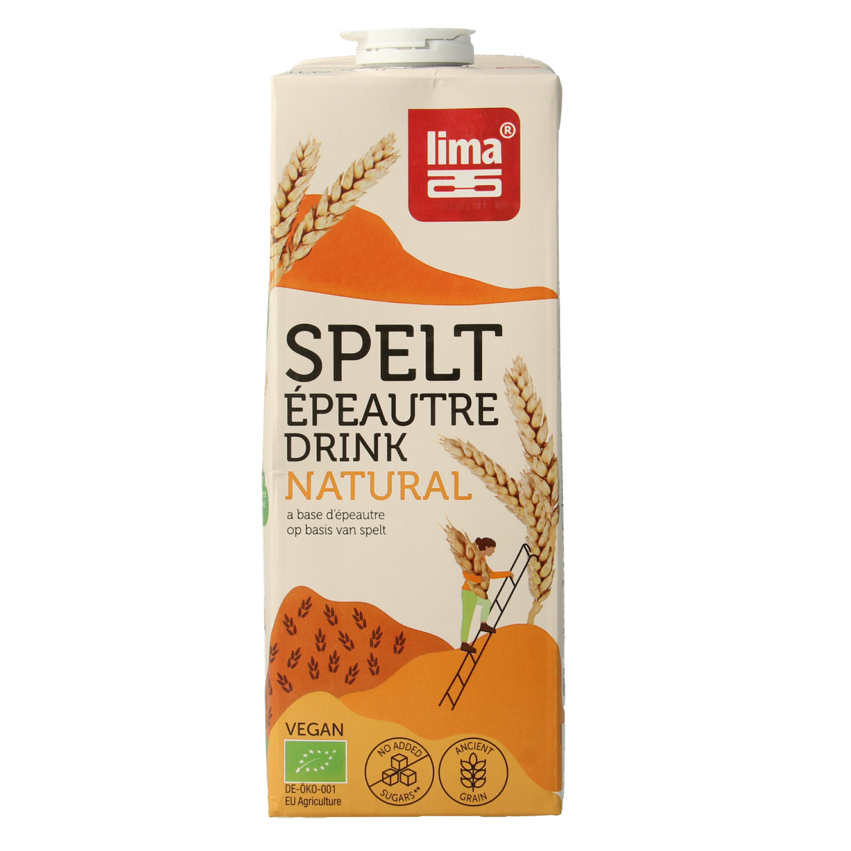 Lima organic spelt drink in a 1-liter bottle, natural and bio, for healthy beverages and plant-based nutrition.