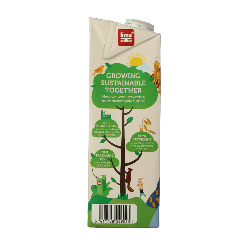 Lima Oat Omega 3 bio drink in a 1-liter bottle, natural oat beverage with added omega-3, for a healthy plant-based option.