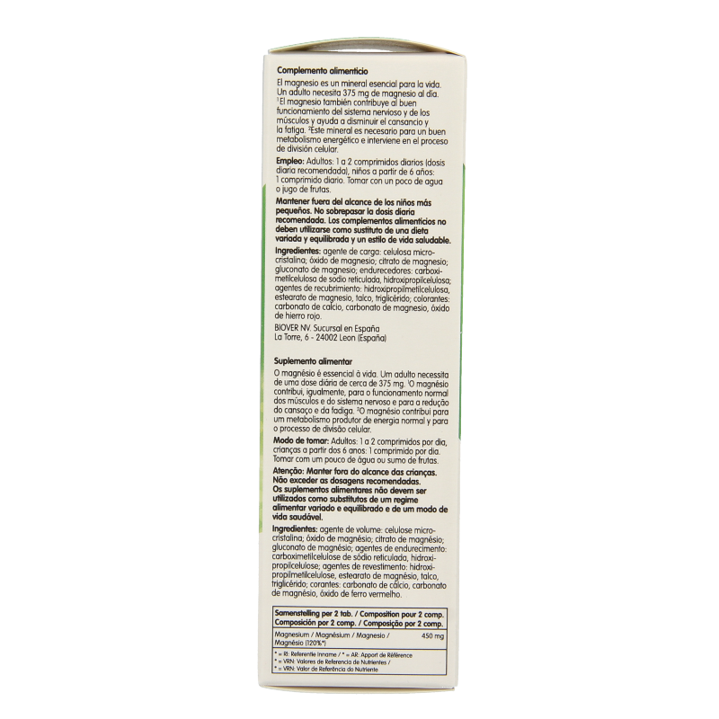 Biover Magnesium Forte 45 tablets, mineral supplement with magnesium in a natural, easy-to-take tablet form.