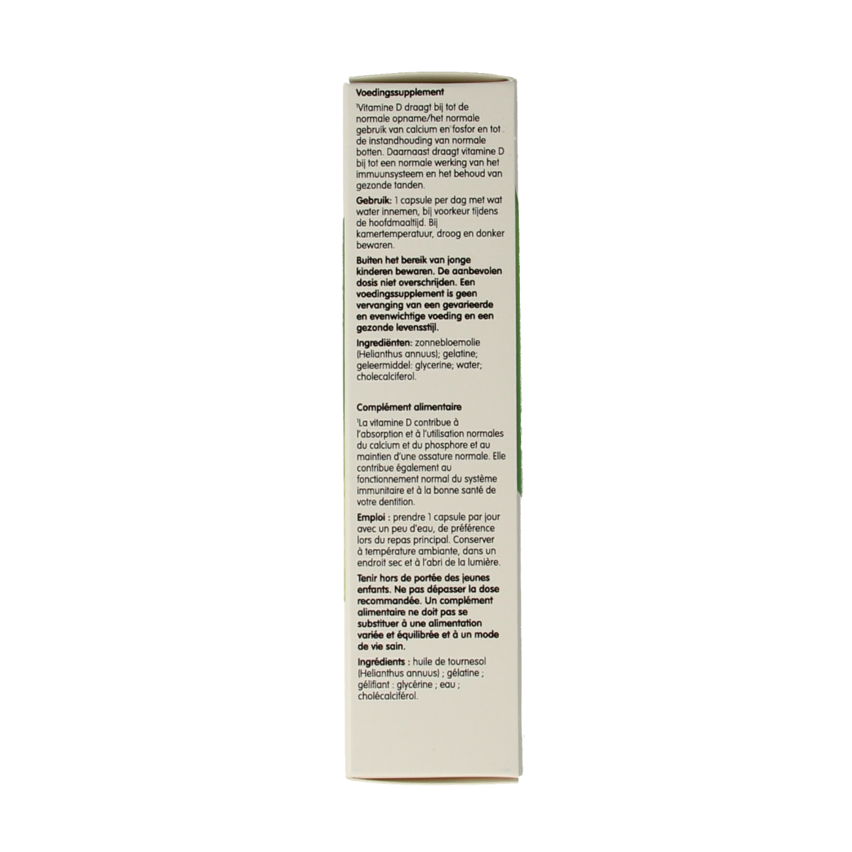 Biover Vitamin D3 capsules, dietary supplement in a transparent bottle with 30 capsules, natural health product.