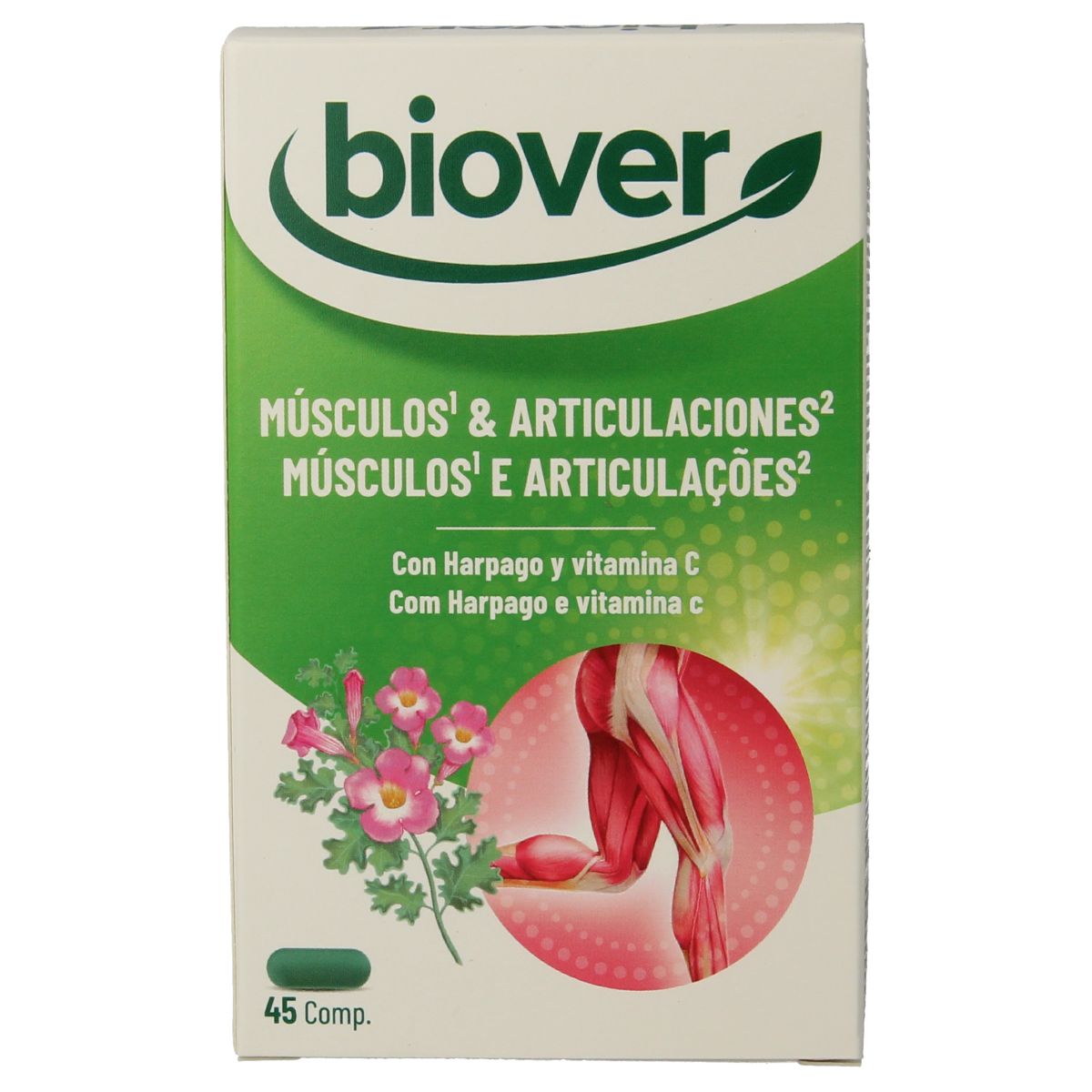 Biover Spieren en Gewrichten herbal supplement tablets, natural herbal preparation for muscle and joint support.
