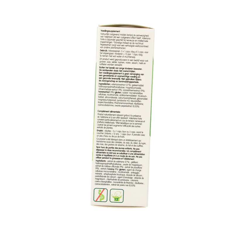 Biover Valeriana Forte 45 capsules in a bottle, herbal supplement for relaxation and sleep support.
