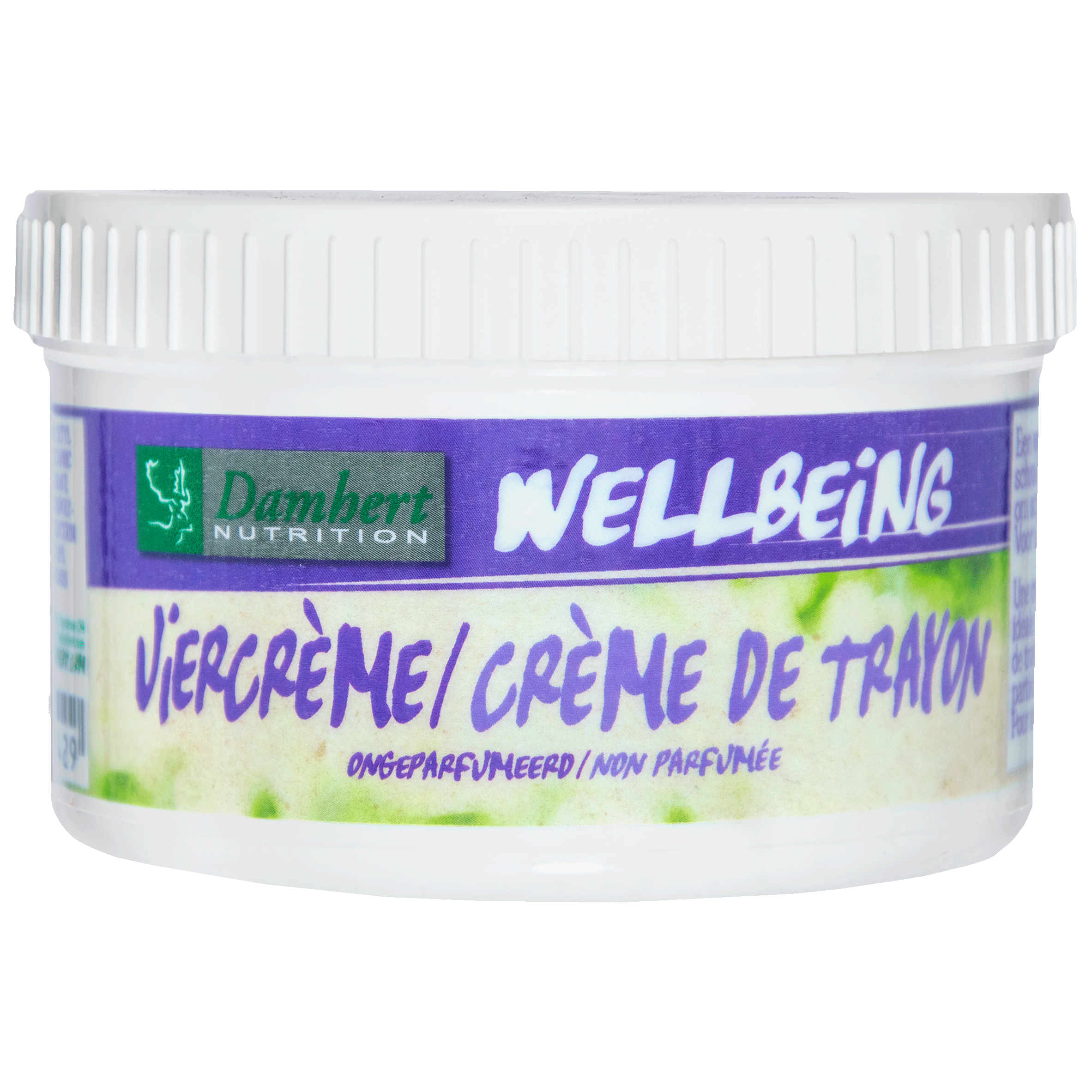 Damhert Wellbeing body cream 300ml in a white jar, featuring a calming label, for nourishing body care.