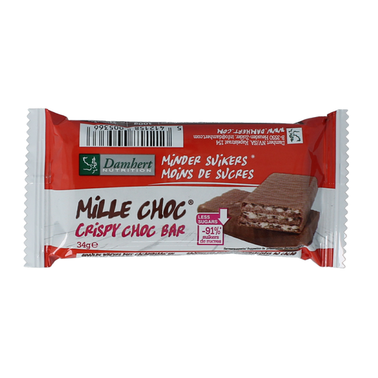 Damhert Mill choc chocolate bar, 34g, a tasty snack with smooth milk chocolate, shown in the image.