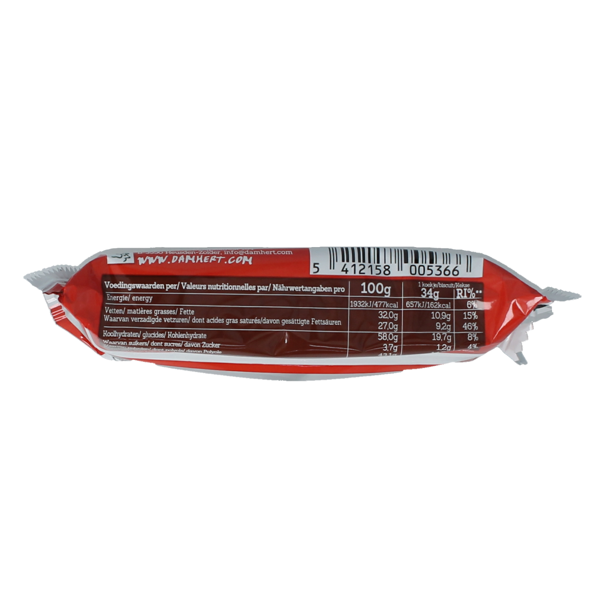 Damhert Mill choc chocolade reep 34g, a chocolate candy bar with rich, smooth milk chocolate visible in the image.