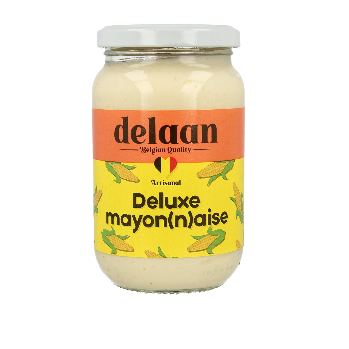 Delaan luxe mayonnaise jar with 300g of creamy mayonnaise, labeled as a sauce and flavor enhancer.