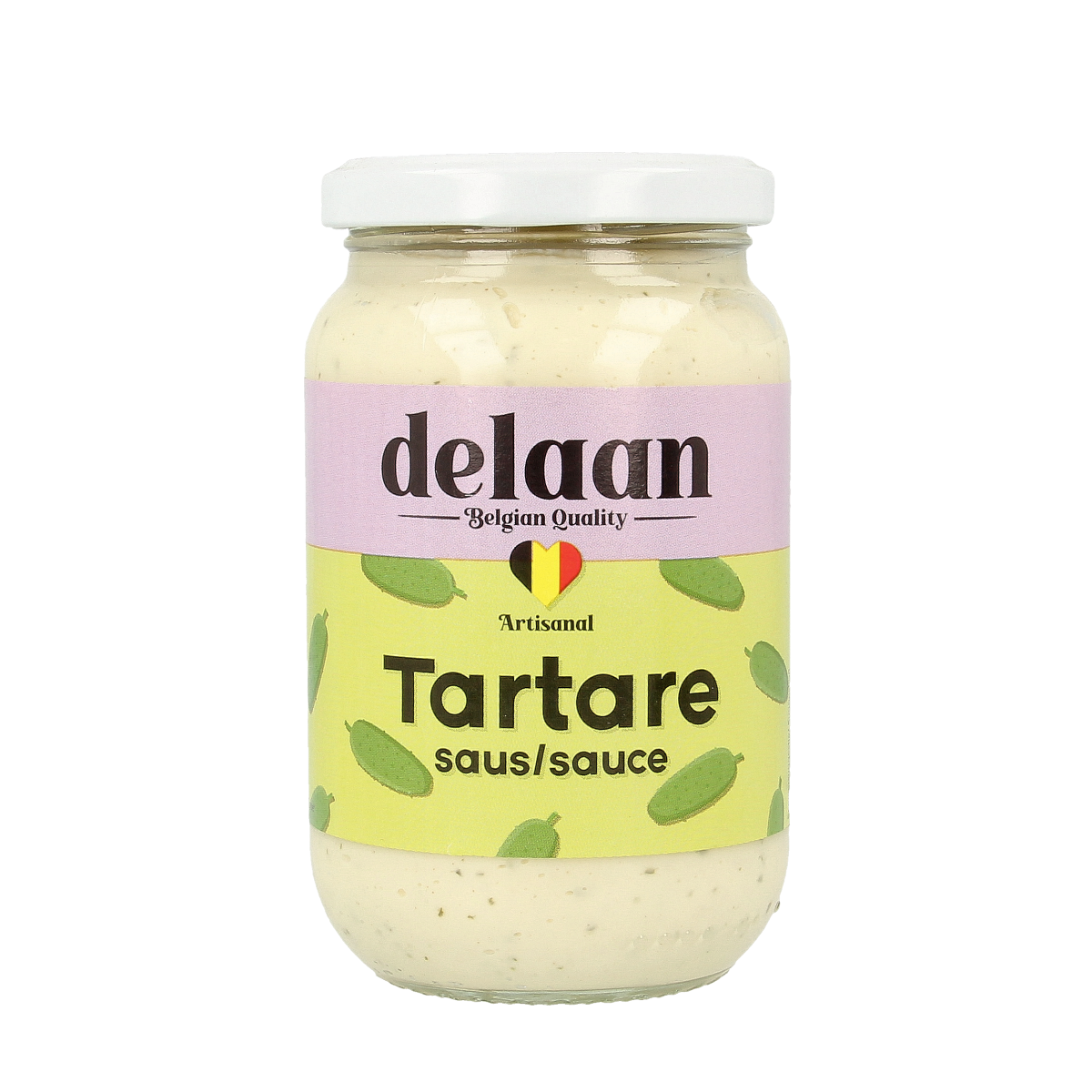 Delaan Tartaresaus 300g jar, savory sauce in a glass jar with a metal lid, ideal for sandwiches and salads.