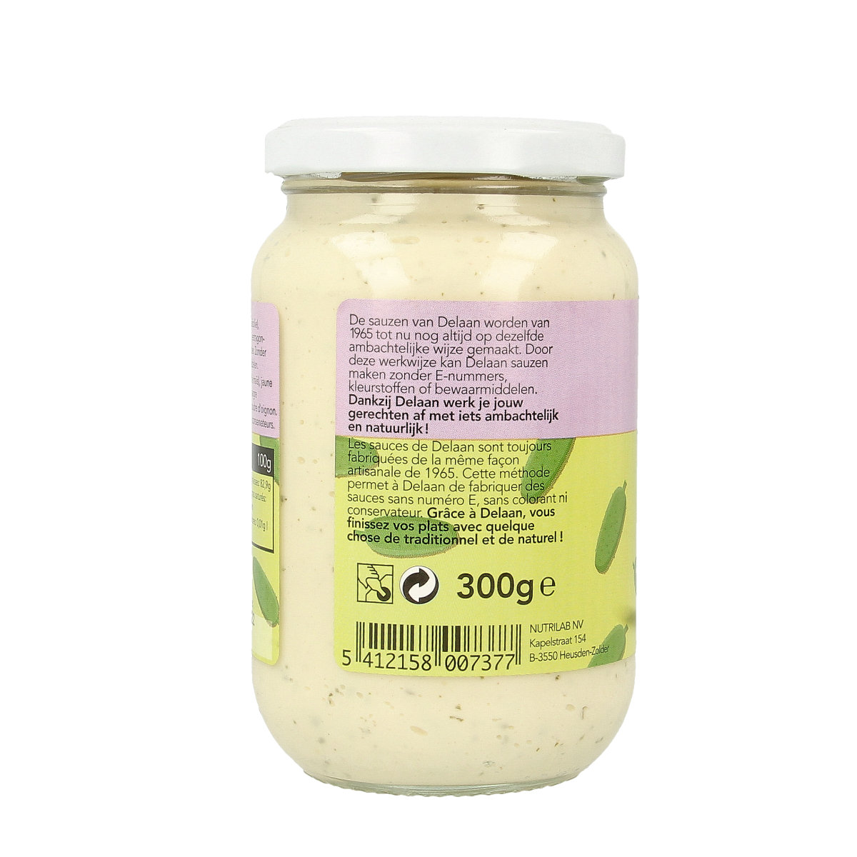 Delaan Tartaresaus in 300g jar, a creamy sauce from the Sauzen en Smaakmakers category, with a label showing the Delaan brand logo.